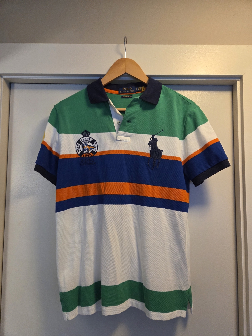 Polo by Ralph Lauren Men’s Green/Blue Striped Rugby Polo Shirt